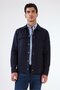 Navy Blue Overshirt with Snap Closure Pockets - 2