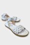 Women's Single Strap Rubber Detailed Laser Cut Summer Sandals White - 2