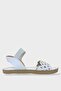 Women's Single Strap Rubber Detailed Laser Cut Summer Sandals White