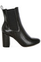 Women Faux Leather Block Heel Ankle Boots in Black