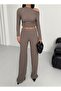 Women's Bubble Boat Neck One Shoulder Crop Blouse Bottom Top Set
