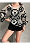 Women's Knitted Detailed Perforated Summer Top (Green / Black / Brown)