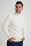 Men's Bone Fishman Hair Braided Wool Sweater Trist-5354 - 2