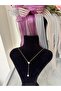 Pearl Detailed White Heart Y Necklace, Steel Necklace - 5