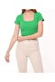 Women's 3-Pack Ribbed Camisole Body-Hugging Square Neck Crop T-Shirt - 4