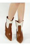 Women Two Tone Cowboy Boots in Tan and Off White