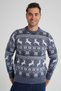 Trist Star Men's Indigo Cycling Collar Jacquard Deer Wool Christmas Sweater Trist-5360 - 5