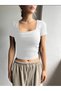 Women's 3-Pack Ribbed Camisole Body-Hugging Square Neck Crop T-Shirt - 5