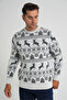 Trist Star Men's Bone Necklace Jacquard Deer Wool Christmas Sweater Trist-5360 - 2