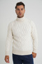 Men's Bone Fishman Hair Braided Wool Sweater Trist-5354