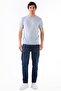 Ice blue round neck solid color short sleeve slim fit knitwear t-shirt - 4