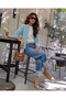 Women's Hair Knit Buttoned Casual Long Sleeve Knitwear Cardigan Baby Blue - 5