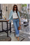 Women's Hair Knit Buttoned Casual Long Sleeve Knitwear Cardigan Baby Blue
