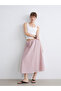 Nevavm Textured A-Line Skirt with Elastic Waist and Contrast