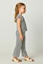 Girl's Navy Blue Ruffle Sleeve Blouse Pants Striped Set, Children's Top and Bottom Set - 4