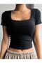 Women's 3-Pack Ribbed Camisole Body-Hugging Square Neck Crop T-Shirt - 7