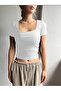 Women's 3-Pack Ribbed Camisole Body-Hugging Square Neck Crop T-Shirt - 4