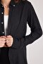 Women's Slim Fit Buttoned Collar Winter Wool Viscose Plain Black Shirt - 3