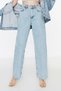 Women's Blue Snow Wash High Waist Flexible Comfortable Wide Leg Jeans - 2