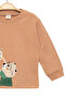 Girls Boys Thin Seasonal 100% Cotton Long Sleeve Teddy Bear Patterned Unisex Beige T-Shirt - 3