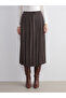 İzr New Season Elastic Waist Satin Pleated Skirt - 3