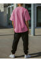 Power Fit - Oversize Bright Pink T-Shirt & Black Pants Jogger Men's Tracksuit Set - 3
