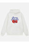 Unisex Berry Infusion Printed Oversized Fleece Sweatshirt with Hood