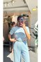 Bubble Knitted Fabric Women's Casual Wear Set with Lace-Up Sides - 5
