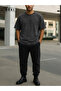 Power Fit – Oversize Black Tie-Dye T-Shirt & Black Pants Jogger Men's Tracksuit Set - 3