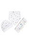 Clouds & Stars Baby Set Mini. Hat/Bib/Burp cloth