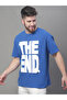Men Blue Graphic Print Oversized T-Shirt - 3