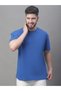 Men Oversized Blue Cotton Crew Neck T-Shirt