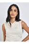 Women Cream Gathered Waist Sleeveless Top - 4