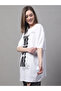 Women White Oversized Slogan Print T-Shirt - 3