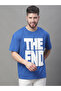 Men Blue Graphic Print Oversized T-Shirt