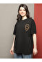 Women Black Oversized Graphic Print T-Shirt - 3