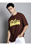 Men Brown Graphic Print Oversized T-Shirt - 3