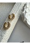 Mini Hoop Earrings with Gold Baguette Stones - 3