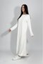 Women's Summer Long Sleeve Viscose Midi Length Crew Neck Dress Ecru - 4