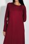 Women's Summer Long Sleeve Viscose Midi Length Crew Neck Dress Burgundy - 9