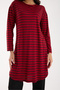 Women's Burgundy Striped Long Sleeve Tunic - 4
