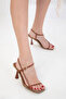Straw-Tan Patent Leather Women's Classic Heeled Shoes 20390 - 2