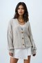 Beige V-Neck Hair Braid Patterned Balloon Sleeve Knitwear Cardigan Alc-X14438 - 4