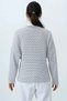 Women's White Striped Crew Neck Bat Sleeve Wide Cut Knitwear Blouse Alc-X14392 - 5