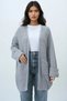 Gray Double Pocket Double Sleeve Thessaloniki Knitted Long Knitwear Cardigan Alc-X14439