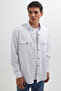 Men's Regular Fit Relaxed Fit Double Pocket Sports Collar Denim Off White Shirt - 5