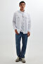Men's Regular Fit Relaxed Fit Double Pocket Sports Collar Denim Off White Shirt - 4