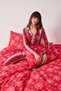 Red Plaid Deer Embroidery Detailed Tshirt-Pants Knitted Pajama Set Thmaw24Pt00053 - 3