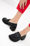 Black Women's Loafer Shoes 21098 - 8
