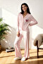Pink Heart Printed Ribbed Knitted Pajama Set Thmaw26Pt00155